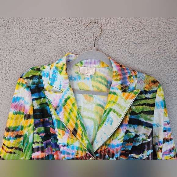 Alberto Makali Womens Colorful Lace Up Detail Short Jacket Sz 6 Vintage Light - Picture 3 of 12